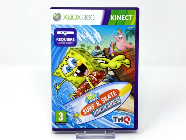 Portada de Bob Esponja: Surf & Skate ¡Vacaciones! (ESP) para XBOX 360, edición PAL España, de segunda mano