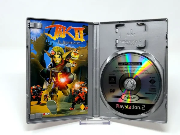 Interior del juego Jak II: El Renegado (ESP) (Platinum) para PlayStation 2 con disco y manual
