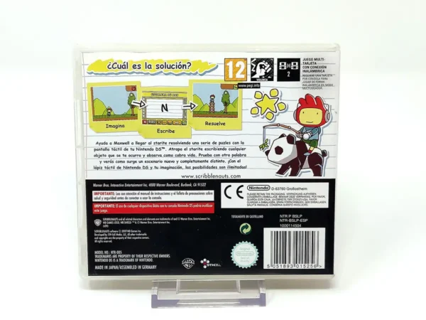 Parte trasera de Scribblenauts (ESP) para Nintendo DS, edición PAL España