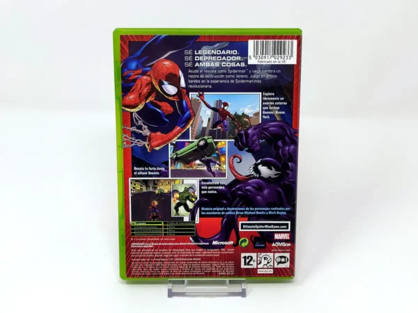 Parte trasera de Ultimate Spider-Man (ESP) para XBOX, edición PAL España