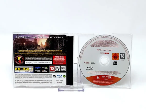 Parte trasera de Metro: Last Light (EUR) (Promo) para PlayStation 3, edición PAL