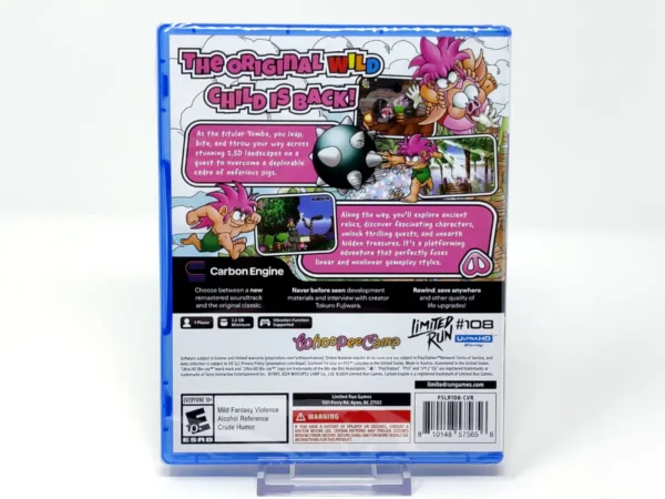 Parte trasera de Tomba!: Special Edition (USA) (Limited Run) (Precintado) para PlayStation 5, edición NTSC USA