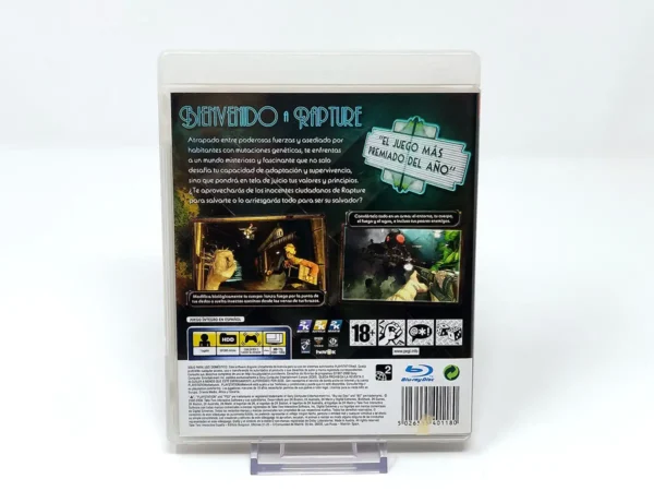 Parte trasera de BioShock (ESP) para PlayStation 3, edición PAL España