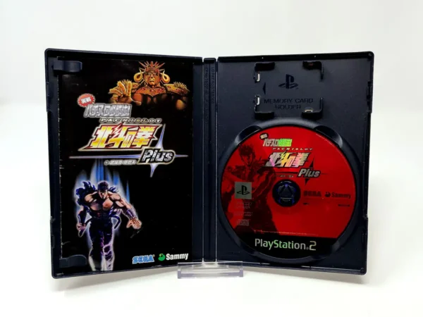 Interior del juego Jissen Pachi-Slot Hisshouhou! Hokuto no Ken Plus (JAP) para PlayStation 2 con disco y manual