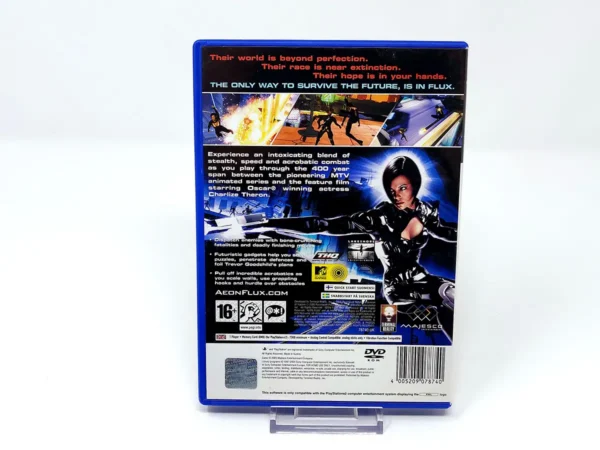 Parte trasera de Aeon Flux (UK) para PlayStation 2, edición PAL UK