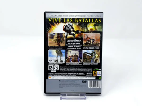 Parte trasera de Star Wars: Battlefront (ESP) (Platinum) para PlayStation 2, edición PAL España