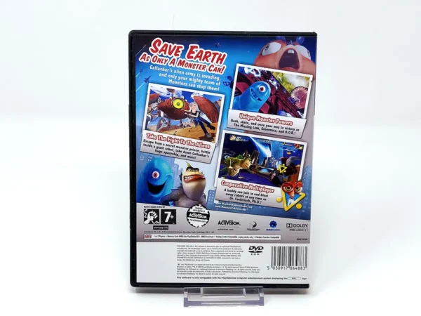 Parte trasera de Monsters vs. Aliens (UK) para PlayStation 2, edición PAL UK