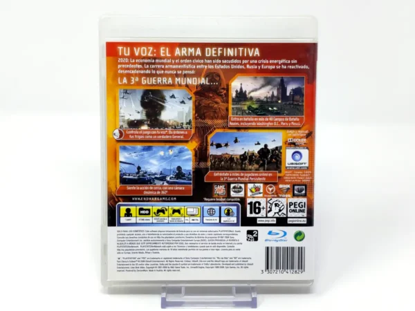 Parte trasera de Tom Clancy's EndWar (ESP) para PlayStation 3, edición PAL España