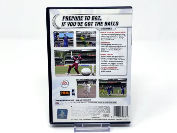 Parte trasera de Cricket 2002 (UK) para PlayStation 2, edición PAL UK