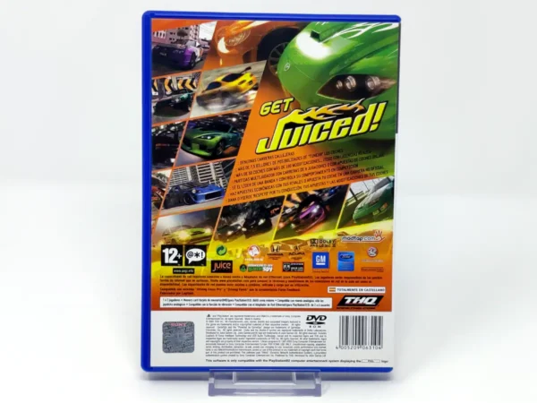 Parte trasera de Juiced (ESP) para PlayStation 2, edición PAL España