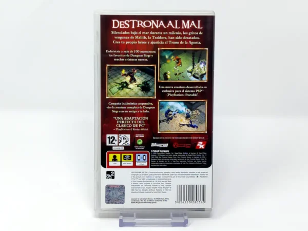 Parte trasera de Dungeon Siege: Throne of Agony (ESP) para PSP, edición PAL España