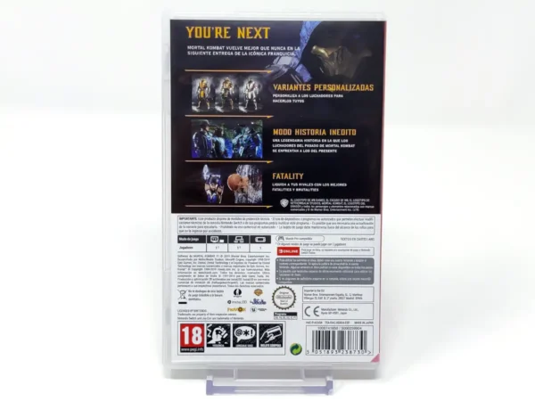 Parte trasera de Mortal Kombat 11 (ESP) para Nintendo Switch, edición PAL España