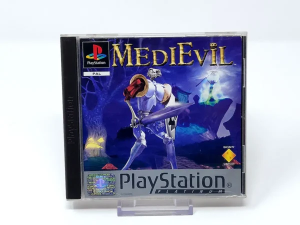 Portada de MediEvil (ESP) (Platinum) para PlayStation 1, edición PAL España, de segunda mano
