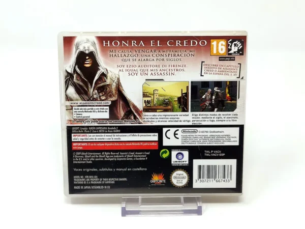 Parte trasera de Assassin's Creed II: Discovery (ESP) para Nintendo DS, edición PAL España