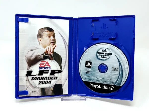 Interior del juego LFP Manager 2004 (FRA) para PlayStation 2 con disco y manual
