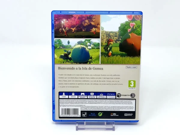 Parte trasera de Yonder: The Cloud Catcher Chronicles (ESP) para PlayStation 4, edición PAL España