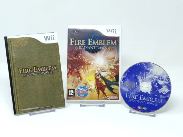 Interior del juego Fire Emblem: Radiant Dawn (ESP) para Nintendo Wii con disco y manual