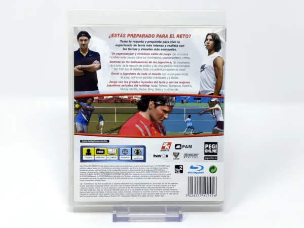 Parte trasera de Top Spin 3 (ESP) para PlayStation 3, edición PAL España