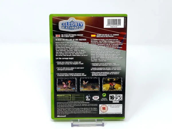Parte trasera de MTV Celebrity Deathmatch (ESP) para XBOX, edición PAL España