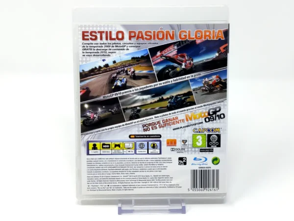 Parte trasera de MotoGP 09/10 (ESP) para PlayStation 3, edición PAL España