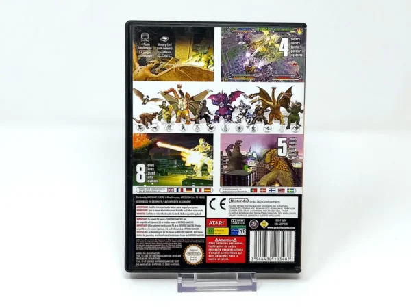 Parte trasera de Godzilla: Destroy All Monsters Melee (EUR) para Nintendo GameCube, edición PAL España
