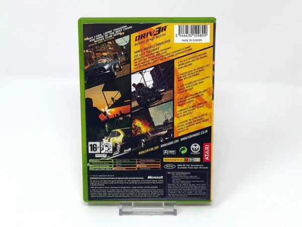 Parte trasera de Driv3r (UK) para XBOX, edición PAL UK