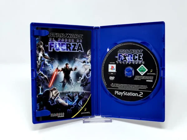 Interior del juego Star Wars: El Poder de la Fuerza (ESP) para PlayStation 2 con disco y manual