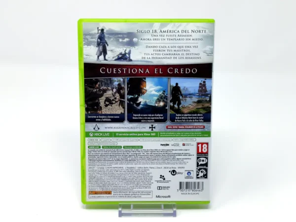 Parte trasera de Assassin's Creed: Rogue (ESP) para XBOX 360, edición PAL España