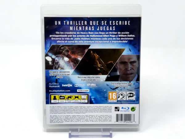 Parte trasera de Beyond: Two Souls (ESP) para PlayStation 3, edición PAL España