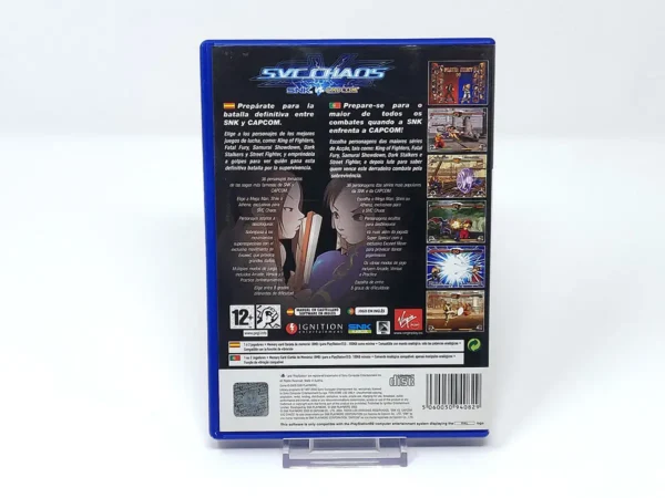 Parte trasera de SNK vs. Capcom: SVC Chaos (ESP) para PlayStation 2, edición PAL España