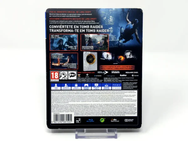 Parte trasera de Shadow of the Tomb Raider (Limited Steelbook Edition) (ESP) para PlayStation 4, edición PAL España