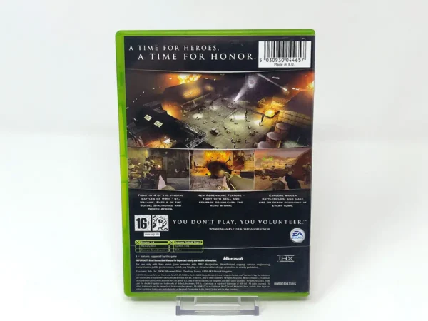 Parte trasera de Medal of Honor: European Assault (UK) para XBOX, edición PAL UK