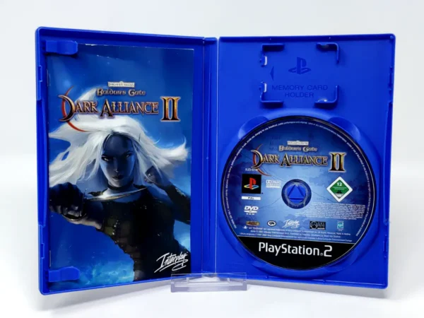 Interior del juego Baldur's Gate: Dark Alliance II (UK) para PlayStation 2 con disco y manual