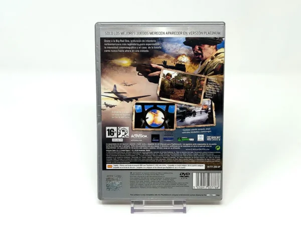 Parte trasera de Call of Duty 2: Big Red One (ESP) (Platinum) para PlayStation 2, edición PAL España