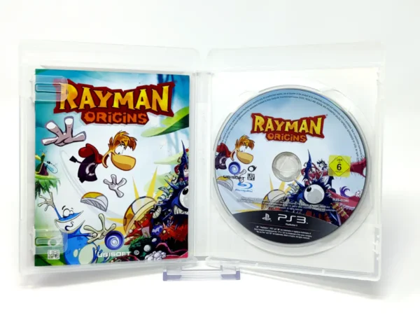 Interior del juego Rayman Origins (ESP) para PlayStation 3 con disco y manual