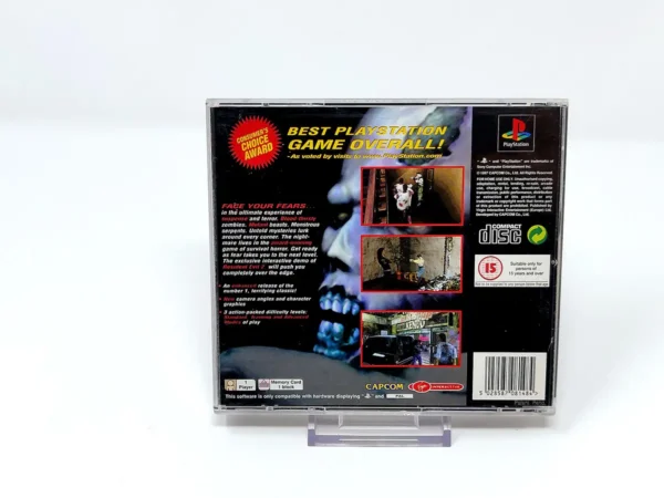 Parte trasera de Resident Evil: Director's Cut (UK) para PlayStation 1, edición PAL UK