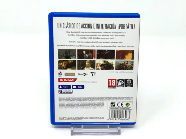 Parte trasera de Metal Gear Solid: HD Collection (ESP) para PS Vita, edición PAL España