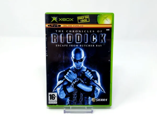 Portada de The Chronicles of Riddick: Escape from Butcher Bay (UK) para XBOX, edición PAL UK, de segunda mano