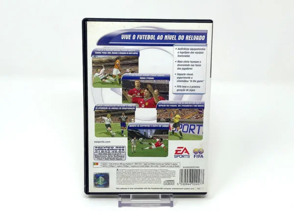 Parte trasera de FIFA 2001 (POR) para PlayStation 2, edición PAL Portugal