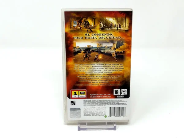 Parte trasera de God of War: Chains of Olympus (ESP) para PSP, edición PAL España