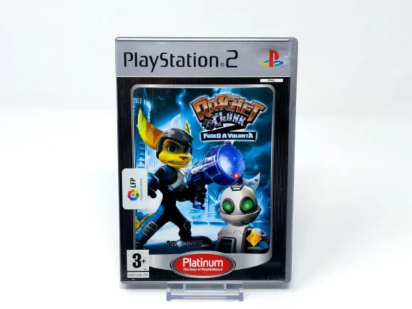 Portada de Ratchet & Clank 2: Fuoco a Volontà (ITA) (Platinum) para PlayStation 2, edición PAL Italia, de segunda mano