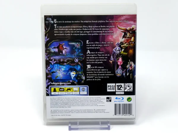 Parte trasera de Folklore (ESP) para PlayStation 3, edición PAL España