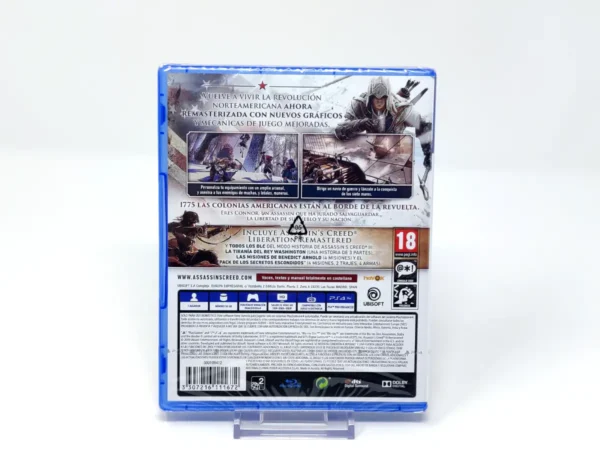 Parte trasera de Assassin's Creed III: Remastered (ESP) (Precintado) para PlayStation 4, edición PAL España