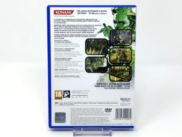 Parte trasera de Metal Gear Solid 3: Snake Eater (ESP) (v2) (Rebajado) para PlayStation 2, edición PAL España
