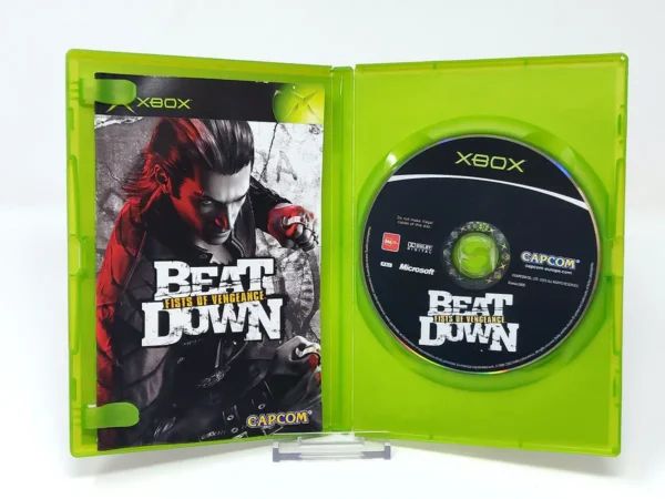 Interior del juego Beat Down: Fists of Vengeance (ESP) para XBOX con disco y manual
