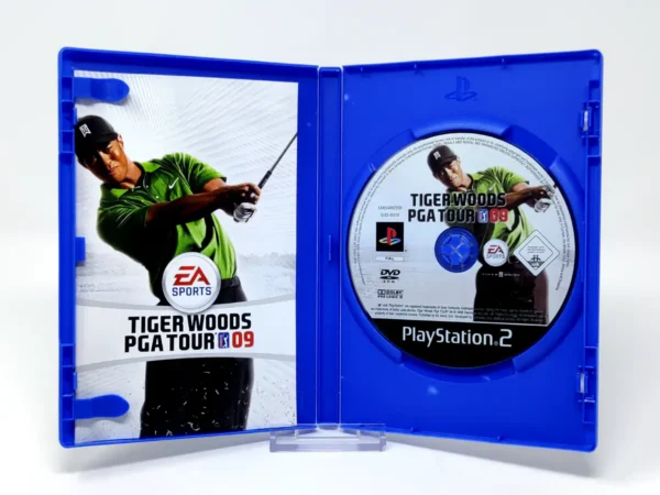 Interior del juego Tiger Woods PGA Tour 09 (ESP) para PlayStation 2 con disco y manual
