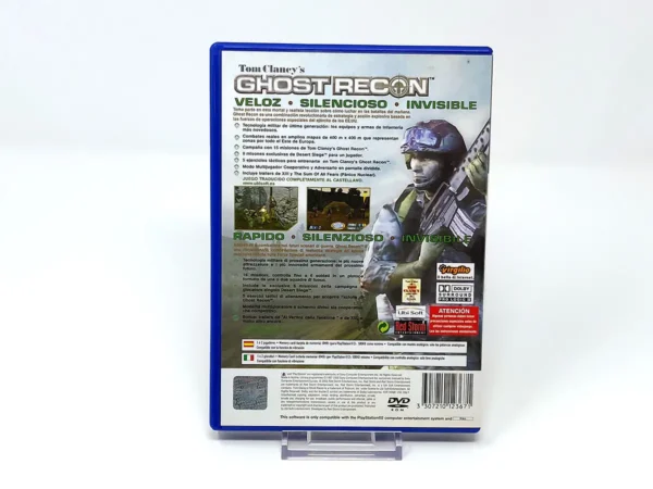 Parte trasera de Tom Clancy's Ghost Recon (ESP) para PlayStation 2, edición PAL España