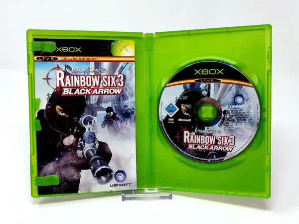 Interior del juego Tom Clancy's Rainbow Six 3: Black Arrow (FRA) para XBOX con disco y manual