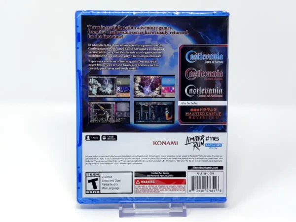 Parte trasera de Castlevania: Dominus Collection - Dawn (USA) (Limited Run) (Precintado) para PlayStation 5, edición NTSC USA