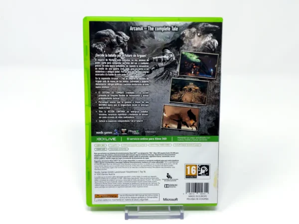 Parte trasera de Arcania: The Complete Tale (ESP) para XBOX 360, edición PAL España